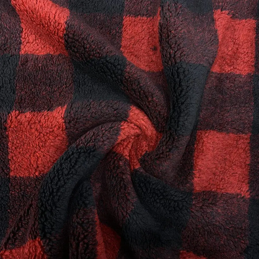 Kırmızı Kare Desen Welsoft Kumaş 23