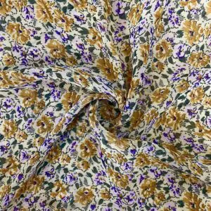 Bej Minik Çiçekli Şifon Kumaş 136