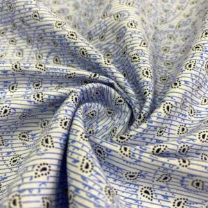 Beyaz Minik Şal Desenli Pamuk Poplin Kumaş 156