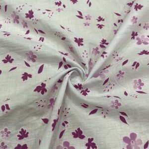 Beyaz Üzerine Pembe Çıtır Desenli Pamuk Vual Kumaş 111