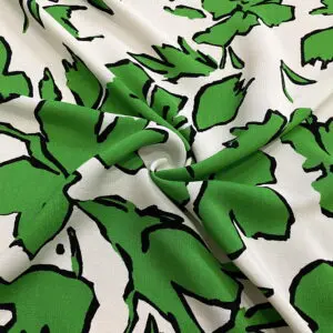 Çam Yeşili Desenli Maroken Krep Kumaş 74