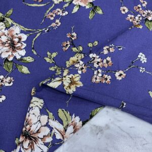 Renkli Çiçek Desenli Ham Keten Kumaş 65