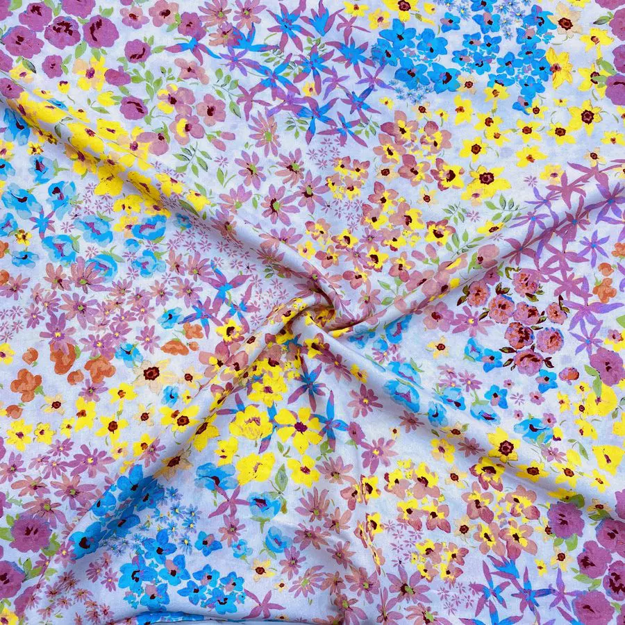 Çıtır Çiçek Desenli İpek Viskon Kumaş 424