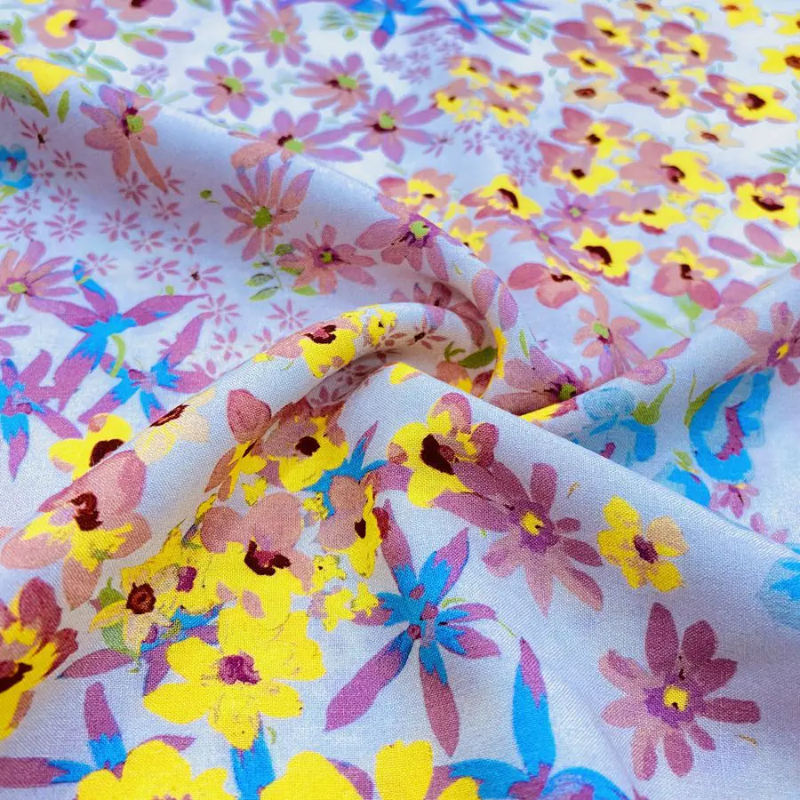 Çıtır Çiçek Desenli İpek Viskon Kumaş 424