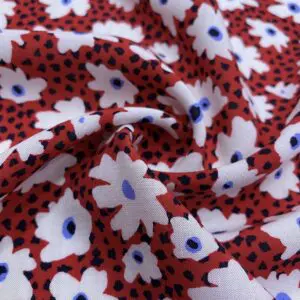 Çıtır Papatya Desenli İpek Viskon Kumaş 412