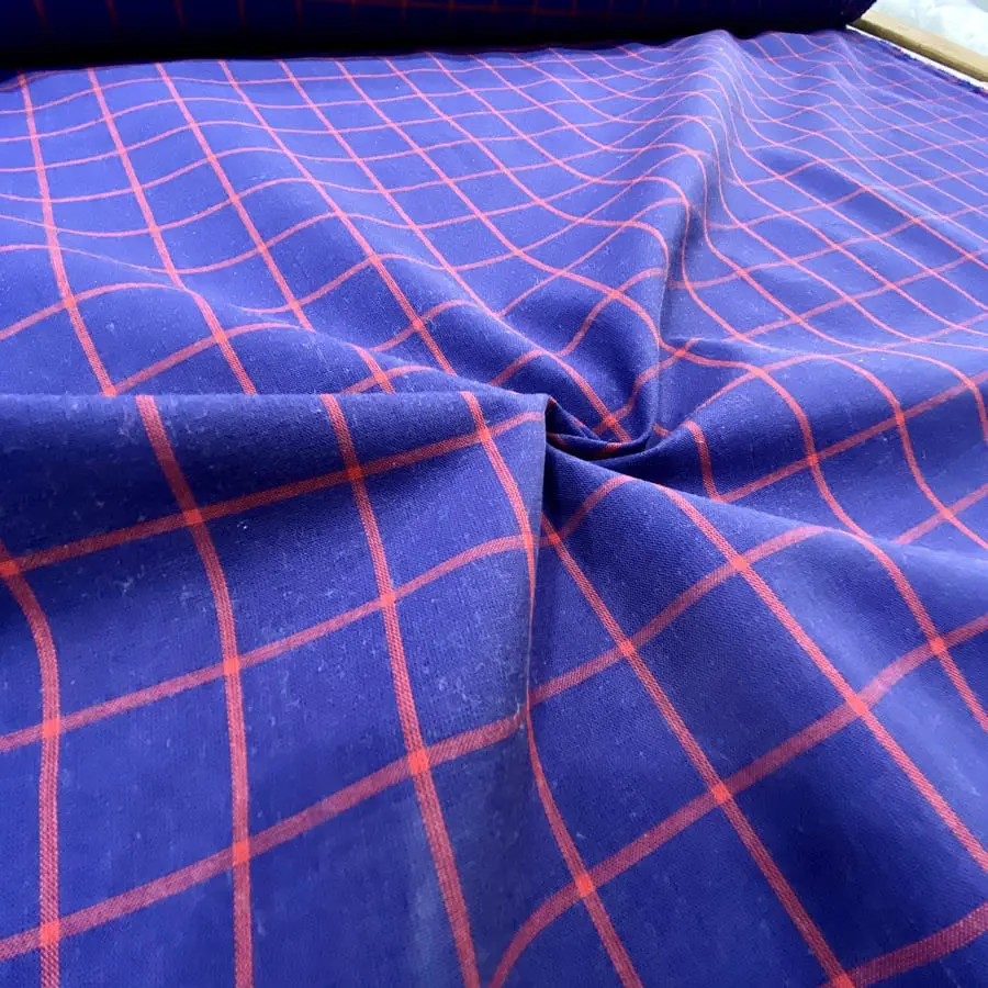 Ekose Desenli Pamuk Poplin Kumaş 88