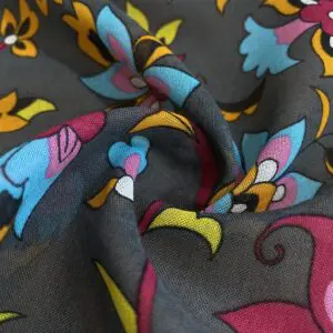 Gri Etnik Desenli Tülbent Kumaş 47