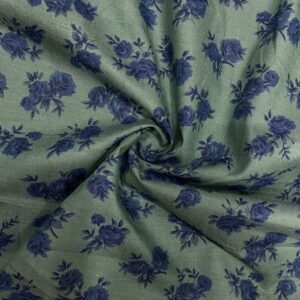 Haki Gül Desenli Tensel Poplin Kumaş 149
