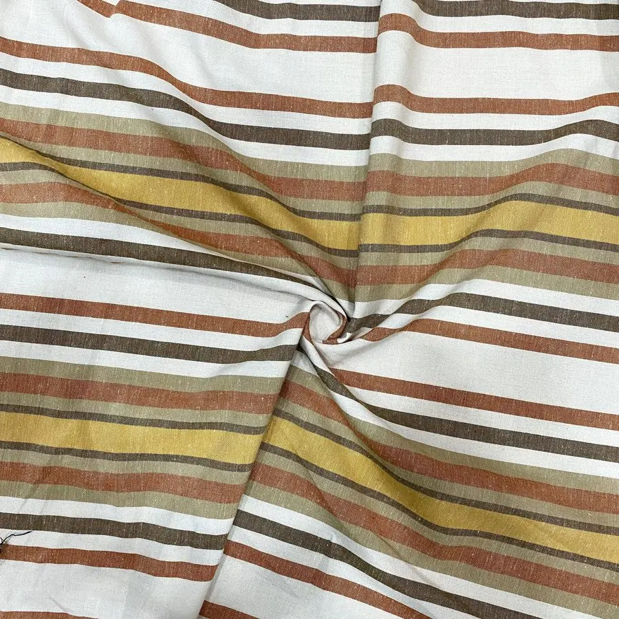 Hardal Çizgili Ham Keten Kumaş 56
