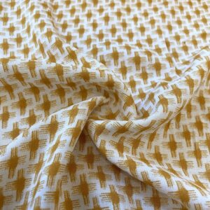 Hardal Geometrik Desenli Pamuk Viskon Kumaş 379