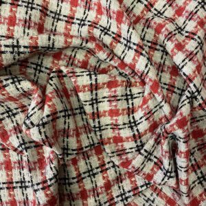 Kırmızı Detaylı Geometrik Desenli Şanel Kumaş 116