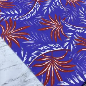 Kırmızı Palmiye Desenli İnce Krep Kumaş 50