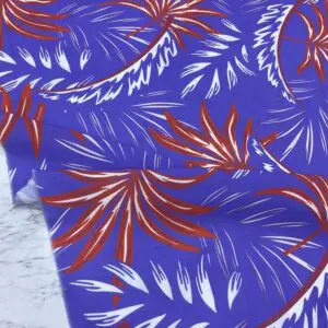 Kırmızı Palmiye Desenli İnce Krep Kumaş 50 Kırmızı Palmiye Desenli İnce Krep Kumaş 50