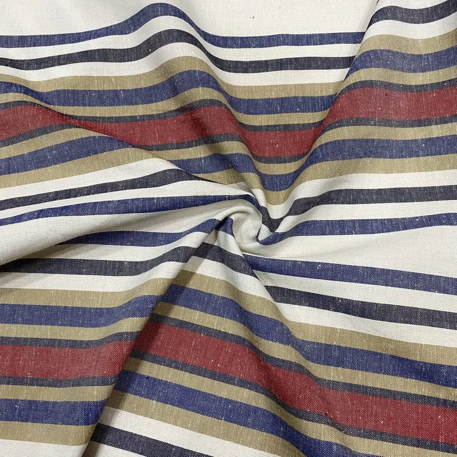 Lacivert Çizgili Ham Keten Kumaş 57 Lacivert Çizgili Ham Keten Kumaş 57
