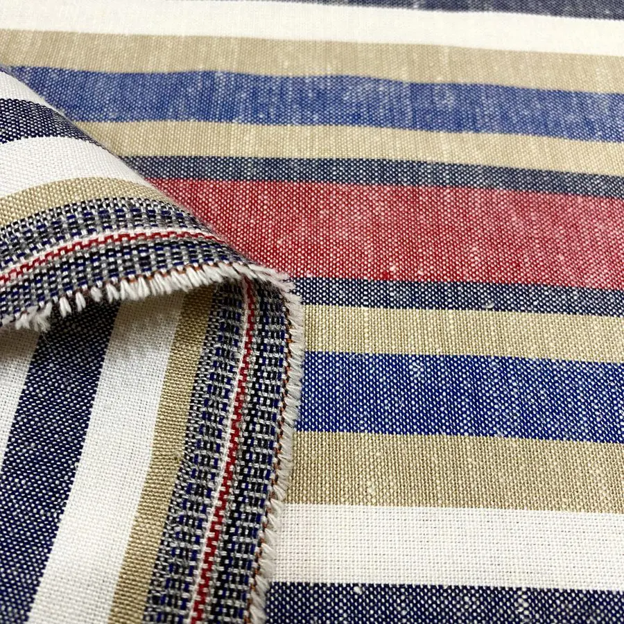 Lacivert Çizgili Ham Keten Kumaş 57 Lacivert Çizgili Ham Keten Kumaş 57