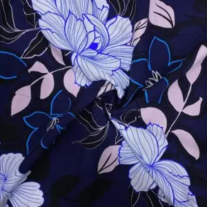 Lacivert Desenli Pamuk Viskon Kumaş 475