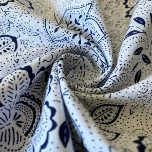 Lacivert Etnik Desenli Poplin Kumaş 153