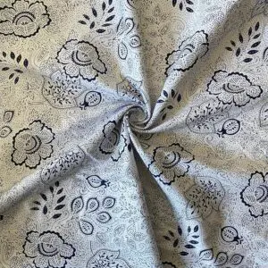 Lacivert Etnik Desenli Poplin Kumaş 153