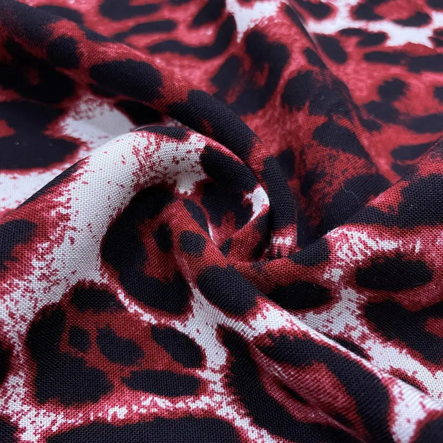 Leopar Desenli İpek Viskon Kumaş 399