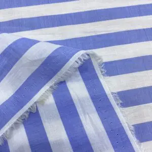 Mavi Çizgili İpek Vual Kumaş 63