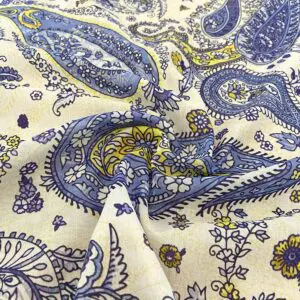 Mavi Şal Desenli İpek Vual Kumaş 76