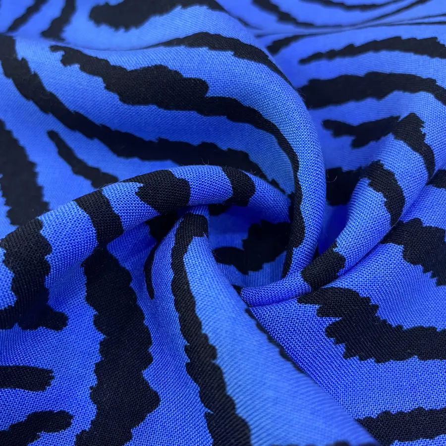 Mavi Zebra Desenli Pamuk Viskon Kumaş 493 Mavi Zebra Desenli Pamuk Viskon Kumaş 493