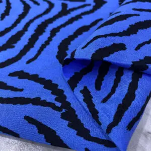 Mavi Zebra Desenli Pamuk Viskon Kumaş 493