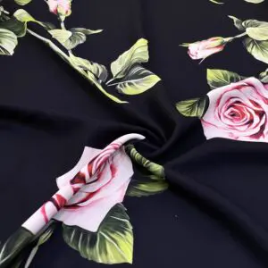 Özel Gül Desenli Jorjet Krep Kumaş 07