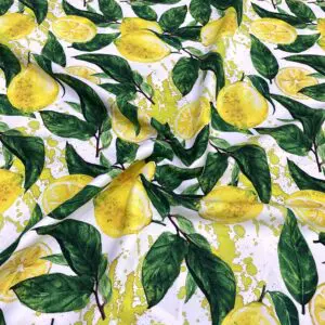 Özel Limon Desenli Jorjet Krep Kumaş 16