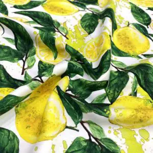 Özel Limon Desenli Jorjet Krep Kumaş 16