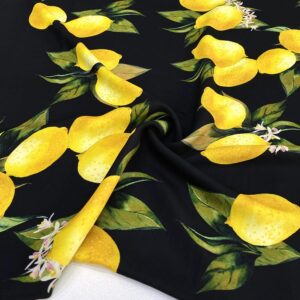 Özel Limon Desenli Jorjet Krep Kumaş 15
