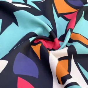 Özel Renkli Geometrik Jorjet Krep Kumaş 25