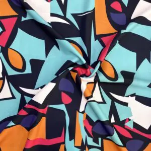 Özel Renkli Geometrik Jorjet Krep Kumaş 25