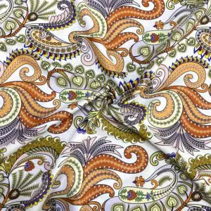 Özel Sarı Şal Desenli Jorjet Krep Kumaş 30