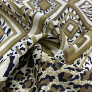 Özel Tasarım Camel Etnik Desenli Saten Kumaş 114