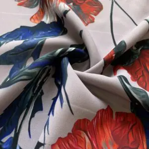 Özel Tasarım Kırmızı Zambak Desenli Jorjet Krep Kumaş 41 Özel Tasarım Kırmızı Zambak Desenli Jorjet Krep Kumaş 41