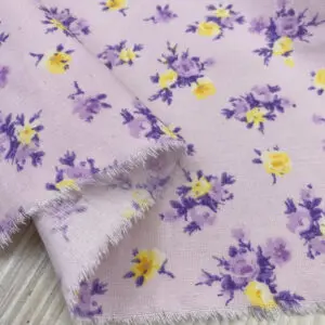 Pembe Çiçekli Pamuk Keten Kumaş 81