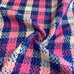 Pembe Ekose Şanel Kumaş 100