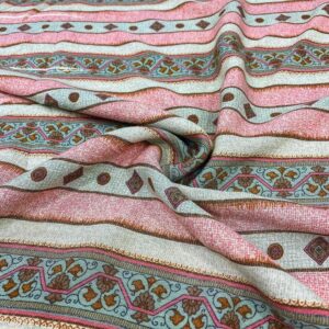 Pembe Etnik Desenli Şile Bezi Kumaş 36