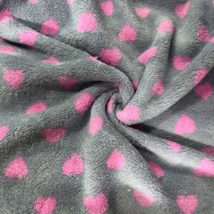 Pembe Kalp Desenli Welsoft Kumaş 34