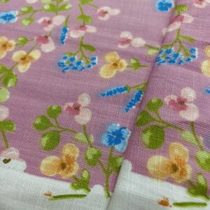 Pudra Çiçekli Pamuk Keten Kumaş 17