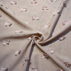 Pudra Ponpon Desenli Şifon Kumaş 142