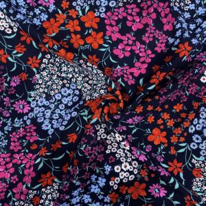 Renkli Çiçek Desenli Pamuk Viskon Kumaş 462