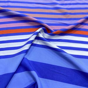 Renkli Çizgili Desenli İpek Viskon Kumaş 416