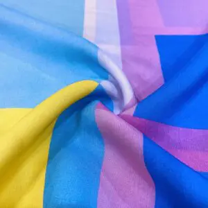 Renkli Geometrik Desenli Maroken Krep Kumaş 69