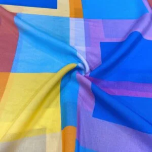 Renkli Geometrik Desenli Maroken Krep Kumaş 69