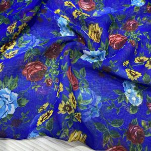 Renkli Gül Desenli Şifon Kumaş 111