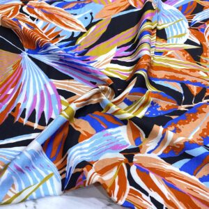 Renkli Palmiye Desenli İpek Viskon Kumaş 417