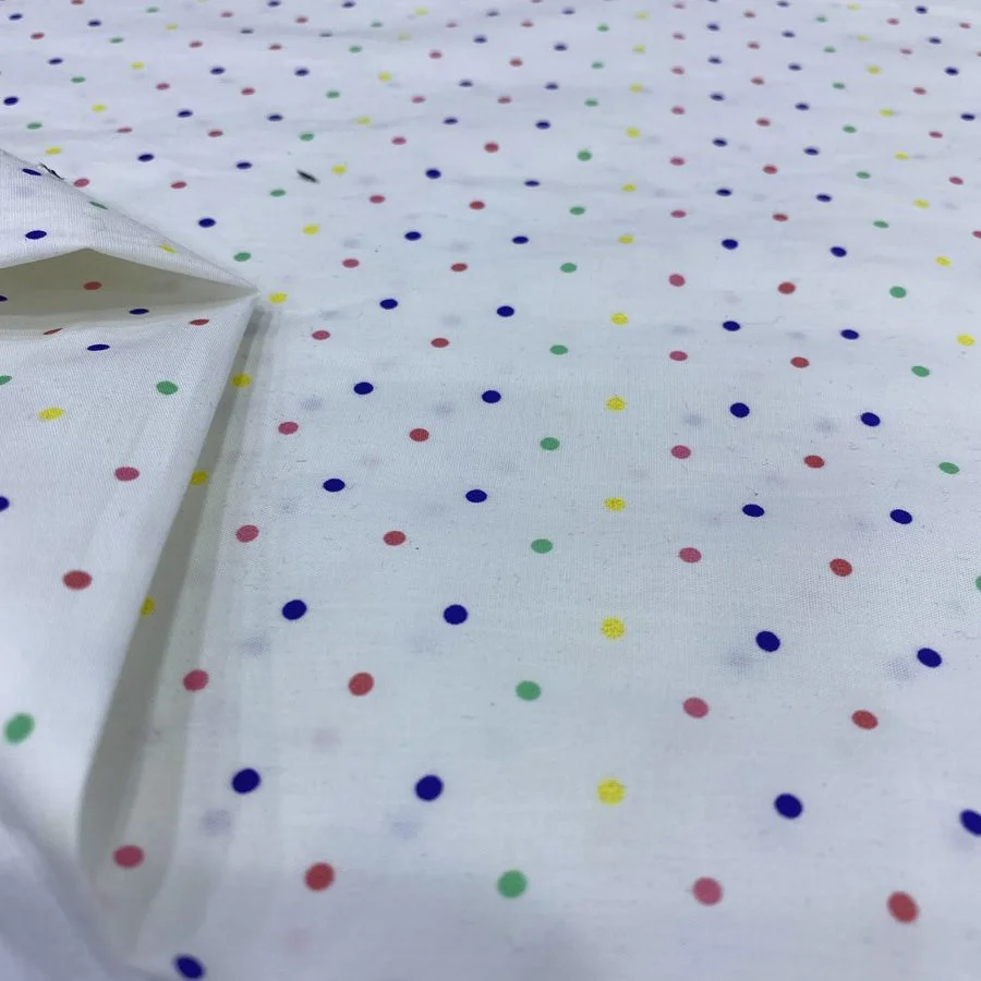 Renkli Puantiye Desenli Pamuk Poplin Kumaş 123