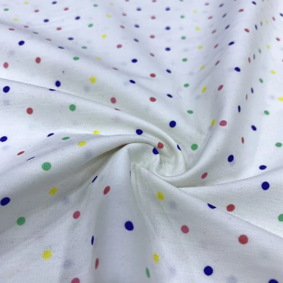 Renkli Puantiye Desenli Pamuk Poplin Kumaş 123